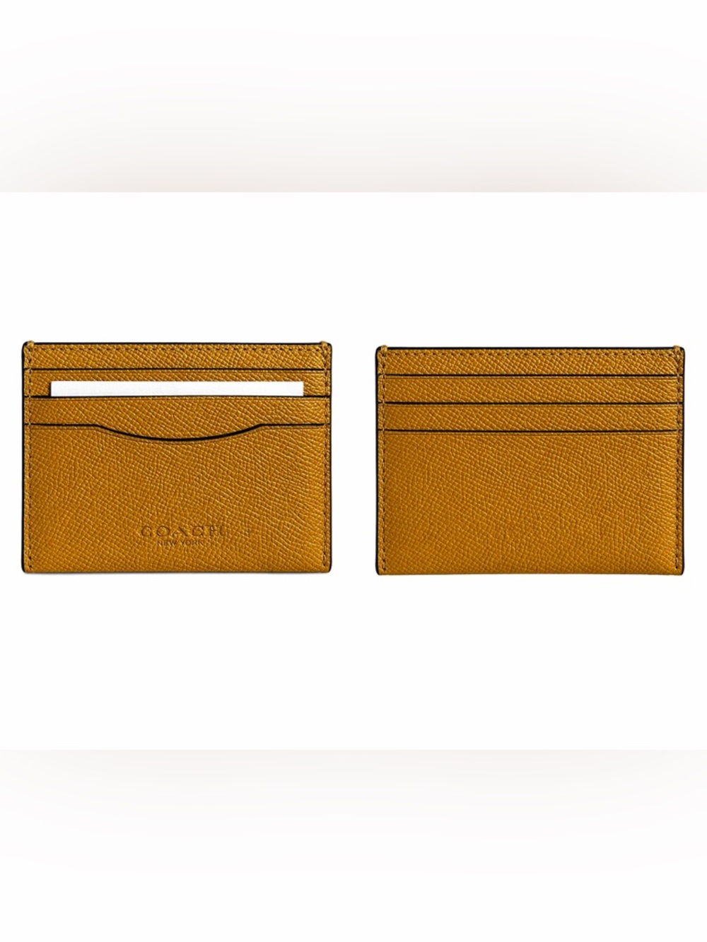 Coach Unisex Mustard Yellow Textured Leather Card Holder | NWT - Picture 2 of 4